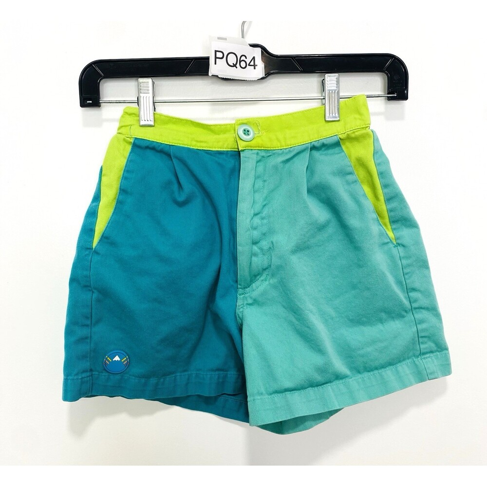 Mokuyobi Ellie Shorts Color Block High Rise Cotton Shorts Size XXS Teal Blue UO